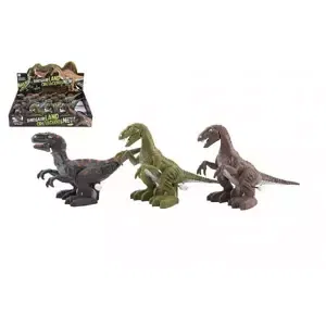 Dinosaurus natahovací jezdící plast 9x15cm na baterie se světlem mix druhů 12ks v boxu