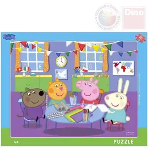 DINO Puzzle deskové Prasátko Peppa Pig ve školce 32x24cm skládačka 40 dílků