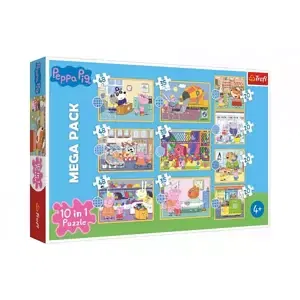 Puzzle 10v1 Prasátko Peppa/ Peppa Pig v krabici 40x27x6cm