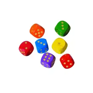 Kostky hrací lisované barevné 25 mm