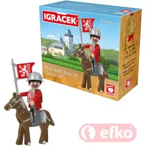 EFKO IGRÁČEK Karel IV. Karlštejn set s koněm a doplňky v krabičce STAVEBNICE