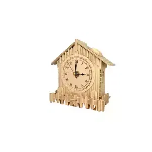 Woodcraft Dřevěné 3D puzzle hodiny domek