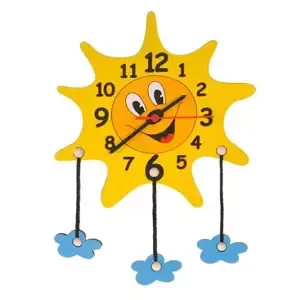 DoDo Dětské dřevěné hodiny sluníčko s mráčky