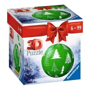 RAVENSBURGER 3D Puzzleball Vánoční ozdoba zelená se stromečky 56 dílků