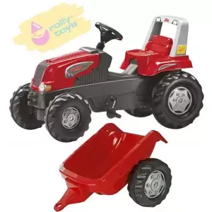 ROLLY TOYS Traktor dětský šlapací Junior s vlečkou červený 800315