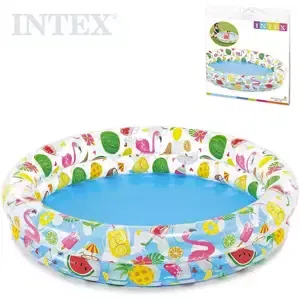 INTEX Bazén dětský nafukovací kulatý průhledný 122x25cm potisk léto 59421