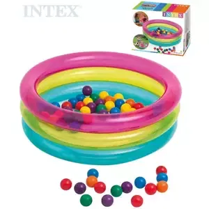 INTEX Baby bazén kulatý 86x25cm set se soft míčky 6,5cm 50ks 48674