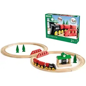 BRIO DŘEVO Baby vláčkodráha osmička Classic set s doplňky 22ks