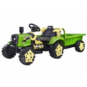 mamido  Dětský elektrický traktor s přívěsem zelený