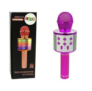 mamido  Bezdrátový mikrofon USB reproduktor nahrávání karaoke model růžový