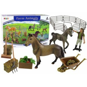 mamido  Sada figurek farma s usedlostí bronzových koní