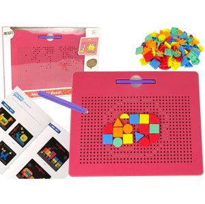 mamido  Magnetická tabule s kuličkami a geometrickými tvary růžová