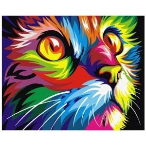 mamido  Malování podle čísel Duhová kočka 40x50 cm
