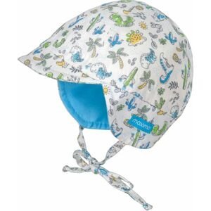 Maimo Baby Boy-cap with visor, band weiß-mittelmeerblau-dinos 45