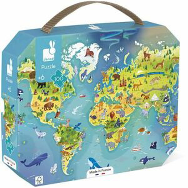 Janod Mapa Světa v kufříku - 100 ks