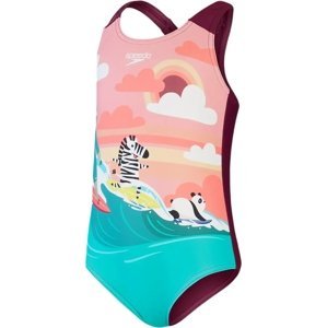 Speedo Girls Digital Printed Swimsuit - chockaberry/ coral/ new turquoise 120