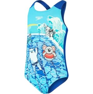 Speedo Girls Digital Printed Swimsuit - cobalt/ azure/ white 110