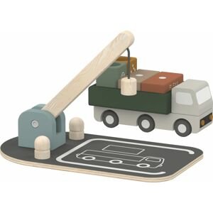 Flexa Play Dětská dřevěná hračka - náklaďák s jeřábem