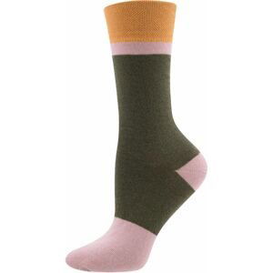 Ewers Socken  GOTS Blockringel - oliv-braun 35-38