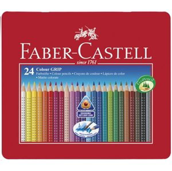 Faber-Castell Akvarelové pastelky Faber Castel GRIP 2001 112423 24 barev v plechové etui