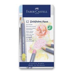 Faber-Castell Pastelky Faber Castell Goldfaber Aqua PASTEL 12 barev v kovovém pouzdře