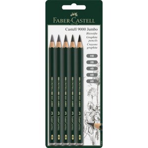 Silné umělecké grafitové tužky Faber-Castell 9000 JUMBO 119397 sada 5 ks blistr