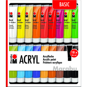 Akrylové barvy Marabu Acryl Color sada 18 x 36 ml Basic