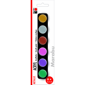 Akrylové barvy v kelímku Marabu Acrylic Paints set METALLIC 6x3,5ml