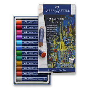 Olejové pastely Faber-Castell, sada 12 ks metalických barev