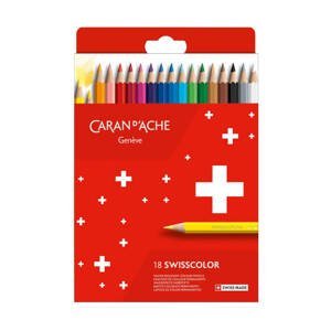 Caran D'ache Swisscolor permanentní pastelky 18 barev, kartonová krabička