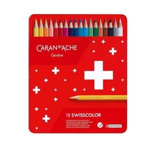 Caran D'ache Swisscolor akvarelové pastelky 18 barev, plechová krabička