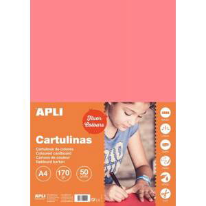 Barevný papír Apli A4 170g - fluo růžový