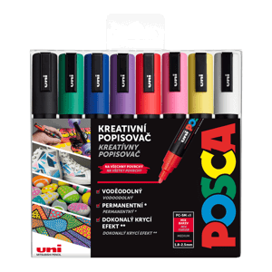 Akrylový popisovač Uni Posca PC-5M  1,8 - 2,5 mm, sada základních barev (8 ks)