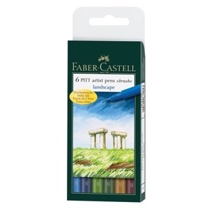 Faber-Castell Umělecký popisovač Pitt Artist Pen B štětcové, sada 6 ks Landscape - barvy země