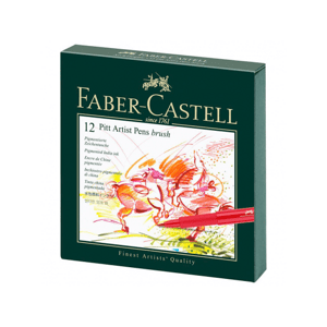 Faber-Castell Umělecký popisovač Pitt Artist Pen Brush Studio Box štětcové, sada 12 ks