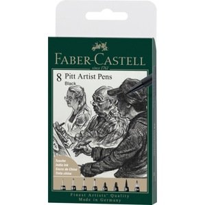 Faber-Castell Pitt Artist Pens sada 8 ks různé hroty, černý inkoust