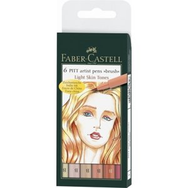 Faber-Castell Umělecký popisovač Pitt Artist Pen B štětcové, sada 6 ks Skin tones - obličejové barvy
