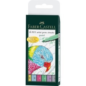 Faber-Castell Umělecký popisovač Pitt Artist Pen B štětcové, sada 6 ks Pastel - pastelové barvy
