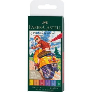 Faber-Castell Umělecký popisovač Pitt Artist Pens Brush, sada 6 barev - Colour Wheel
