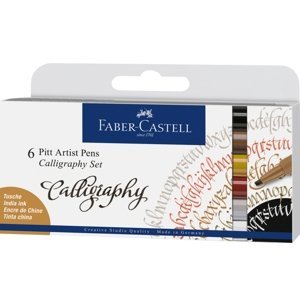 Faber-Castell Umělecký popisovač Pitt Artist Pen C kaligrafické, sada 6 ks - barevné