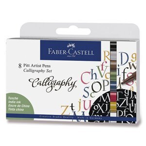 Faber-Castell Umělecký popisovač Pitt Artist Pen C kaligrafické, sada 8 ks - barevné