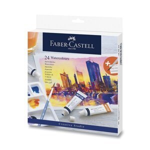 Faber-Castell Watercolours - 24 akvarelových barev v 9 ml tubách, míchací paleta, štětec č. 6