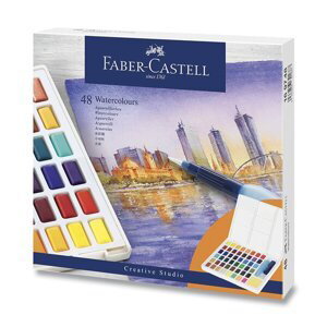 Akvarelové barvy Faber-Castell 48 v sadě s plnitelným štětcem