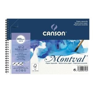 Canson Montval akvarelový blok 300 g, kroužková vazba 13,5 x 21 cm 12 listů