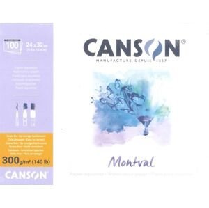 Akvarelový papír Canson Montval blok 24 x 32 cm 300g 12 listů lepený