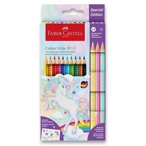 Faber-Castell Colour Grip 10+3 ks, akvarelové pastelky, motiv Jednorožec