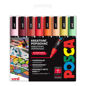 Akrylový popisovač Uni Posca PC-5M  SUMMER 1,8 - 2,5 mm,  sada teplých tónů (8 ks)