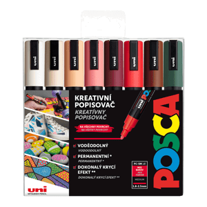 Akrylový popisovač Uni Posca PC-5M  AUTUMN 1,8 - 2,5 mm, sada zemitých tónů (8 ks)