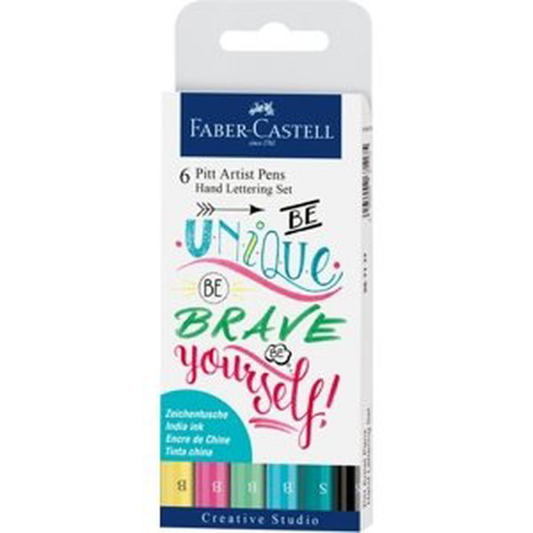 Faber-Castell Umělecký popisovač Pitt Artist Pen Hand Lettering Brave, sada 6 ks - pastelové barvy