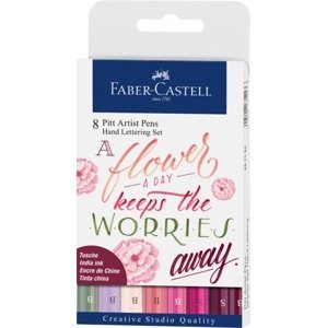 Faber-Castell Umělecký popisovač Pitt Artist Pen Hand Lettering SB, sada 8 ks - růžové barvy